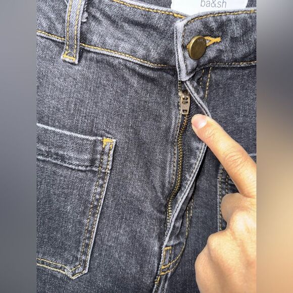 Ba&Sh Django High Rise Wide Leg Pocketed Jeans in Blackstone Size 2 (6US) EUC - Picture 5 of 13